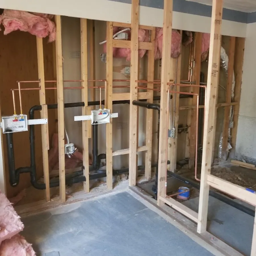 Copper pipe rough-in and plumbing installation in Barrington